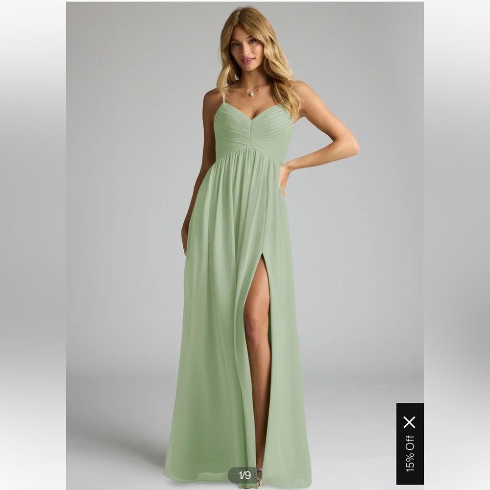 NWOT! Azazie Alia Dress in Dusty Sage - Size 2